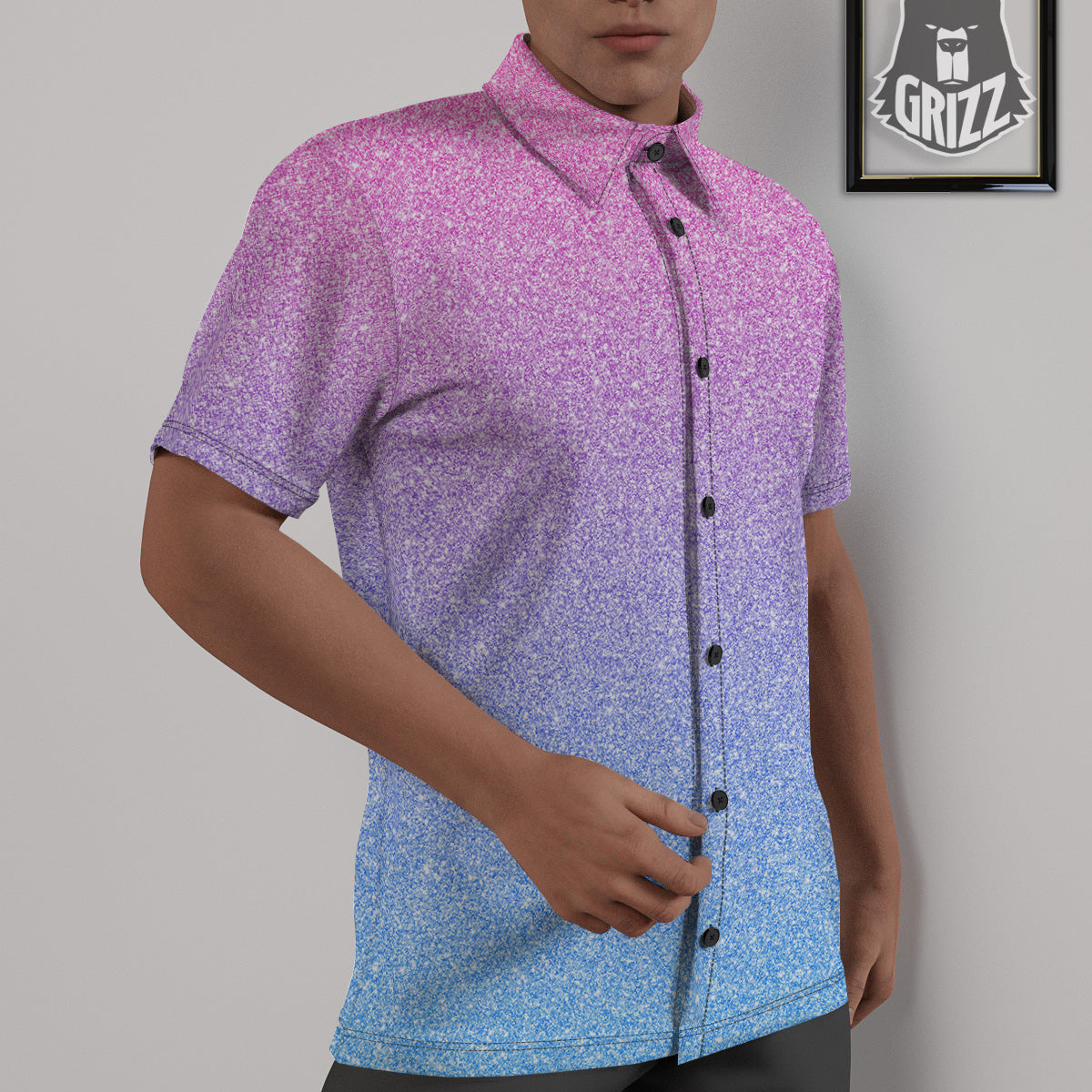 Glitter Artwork Pastel Print Pattern Untucked Shirts-grizzshop