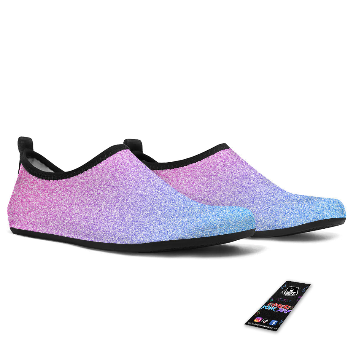 Glitter Artwork Pastel Print Pattern Water Shoes-grizzshop