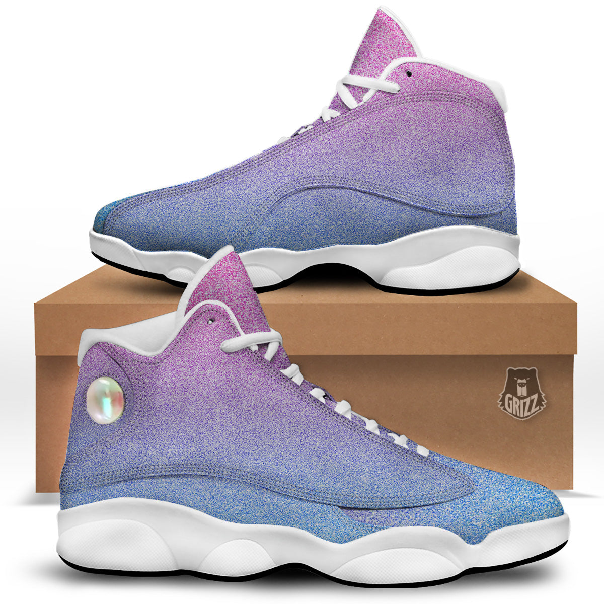 Glitter Artwork Pastel Print Pattern White Basketball Shoes-grizzshop