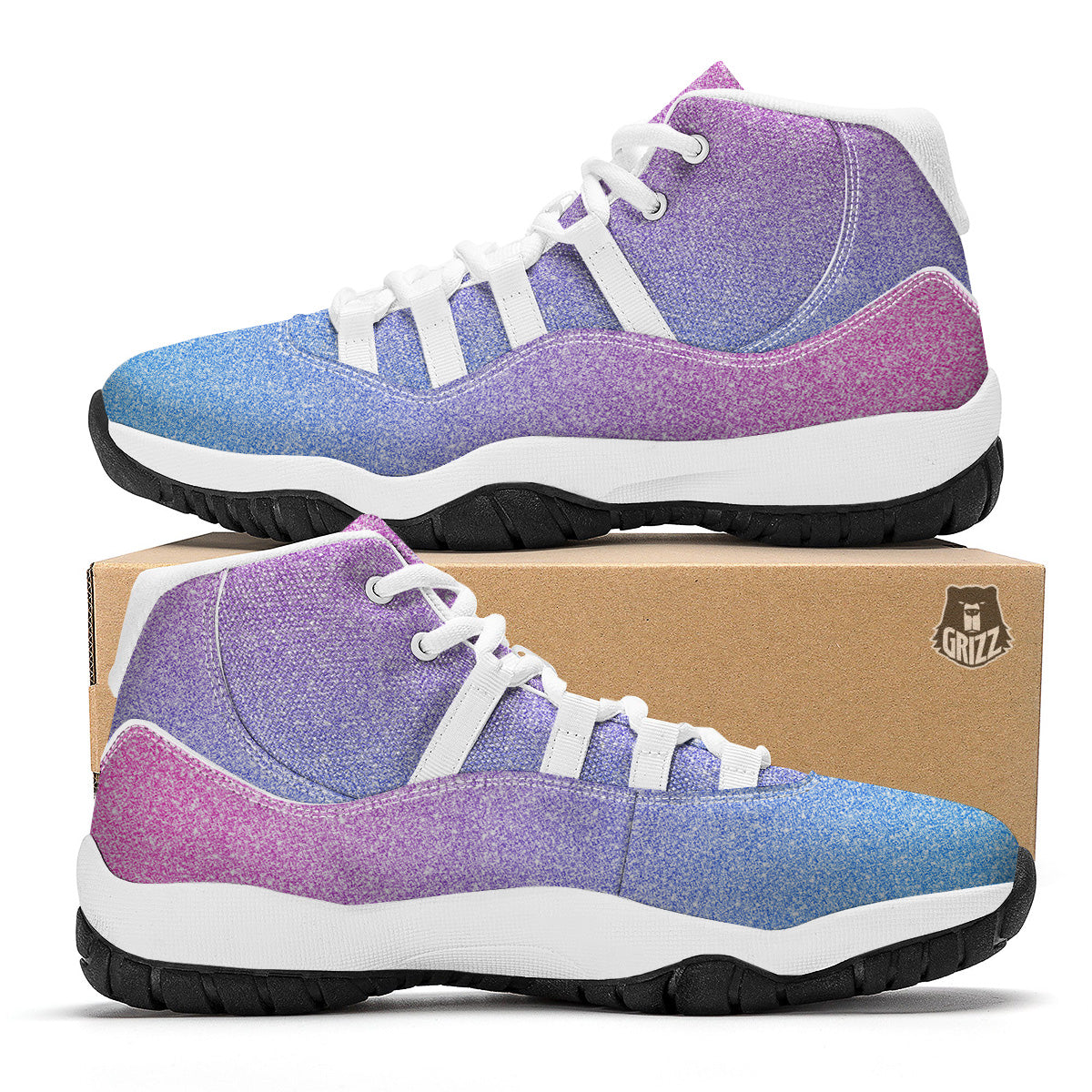 Glitter Artwork Pastel Print Pattern White Bball Shoes-grizzshop