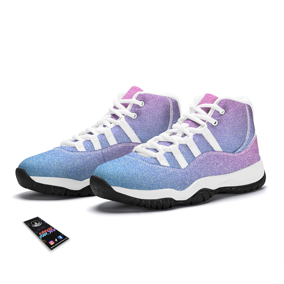 Glitter Artwork Pastel Print Pattern White Bball Shoes-grizzshop