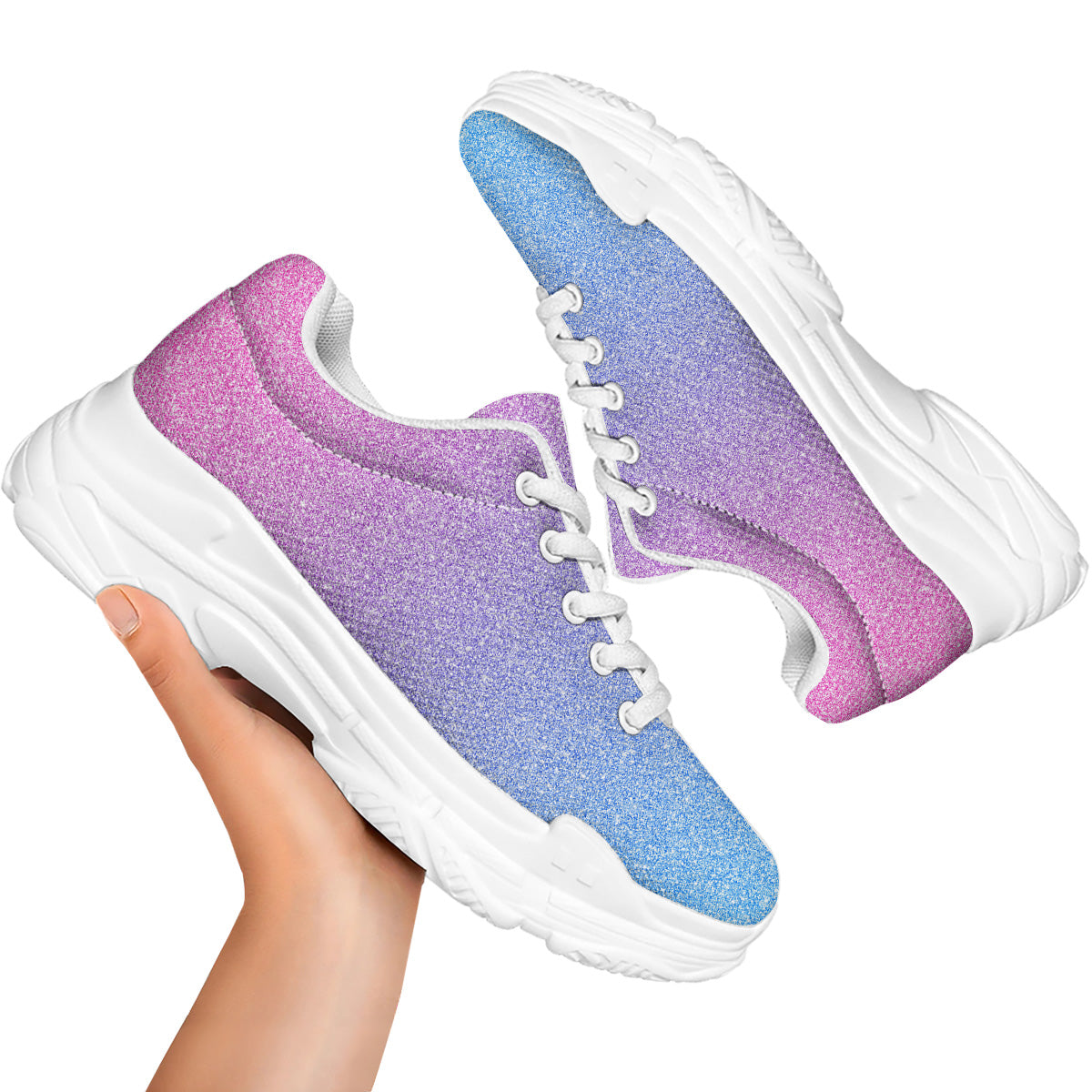 Glitter Artwork Pastel Print Pattern White Chunky Shoes-grizzshop