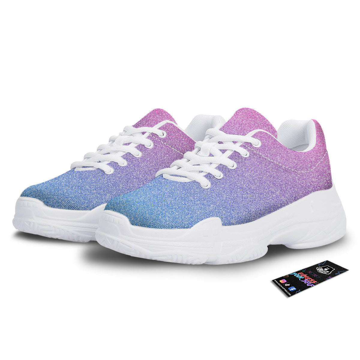 Glitter Artwork Pastel Print Pattern White Chunky Shoes-grizzshop