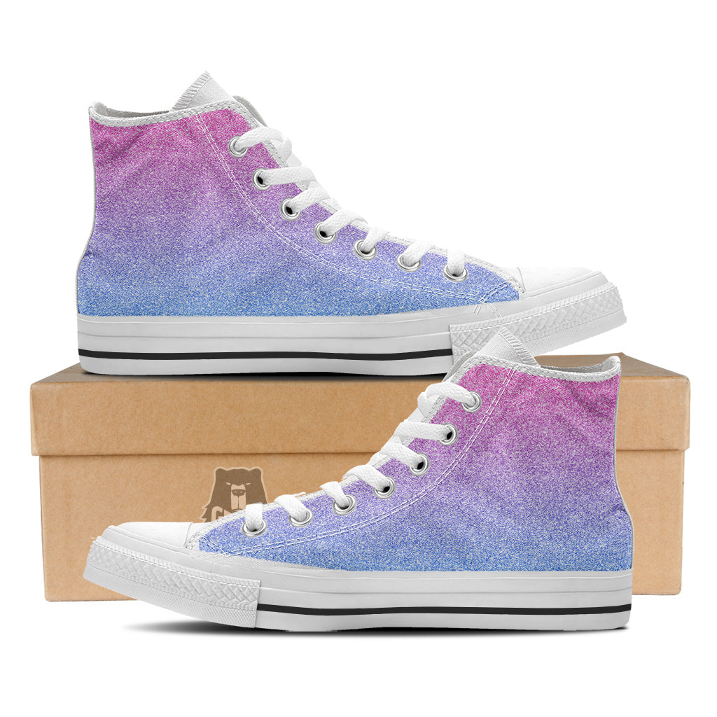 Glitter Artwork Pastel Print Pattern White High Top Shoes-grizzshop