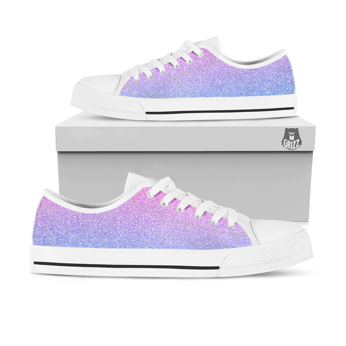 Glitter Artwork Pastel Print Pattern White Low Top Shoes-grizzshop