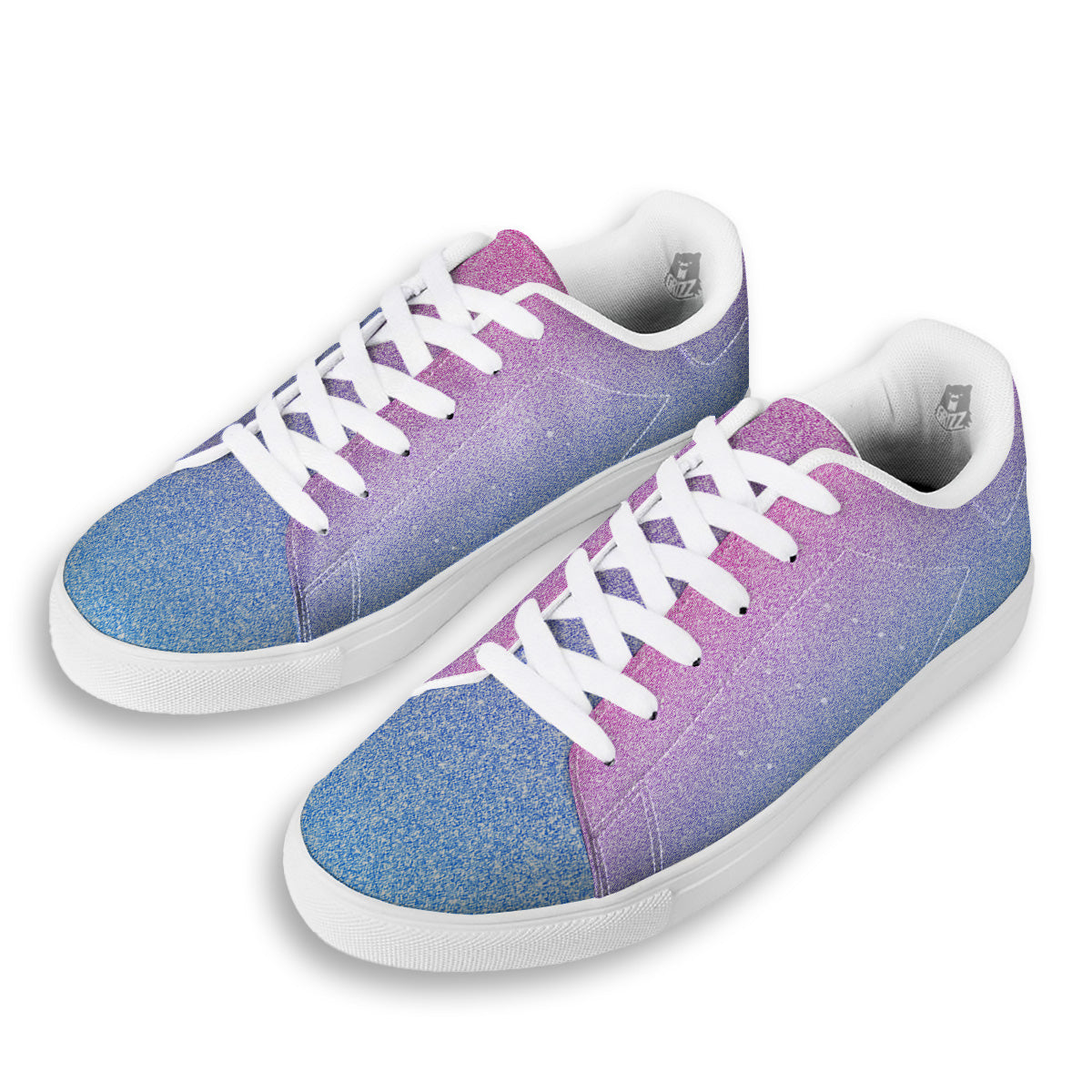 Glitter Artwork Pastel Print Pattern White Low Top Sneakers-grizzshop