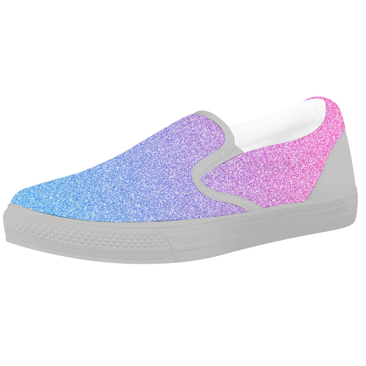 Glitter Artwork Pastel Print Pattern White Slip On Shoes-grizzshop