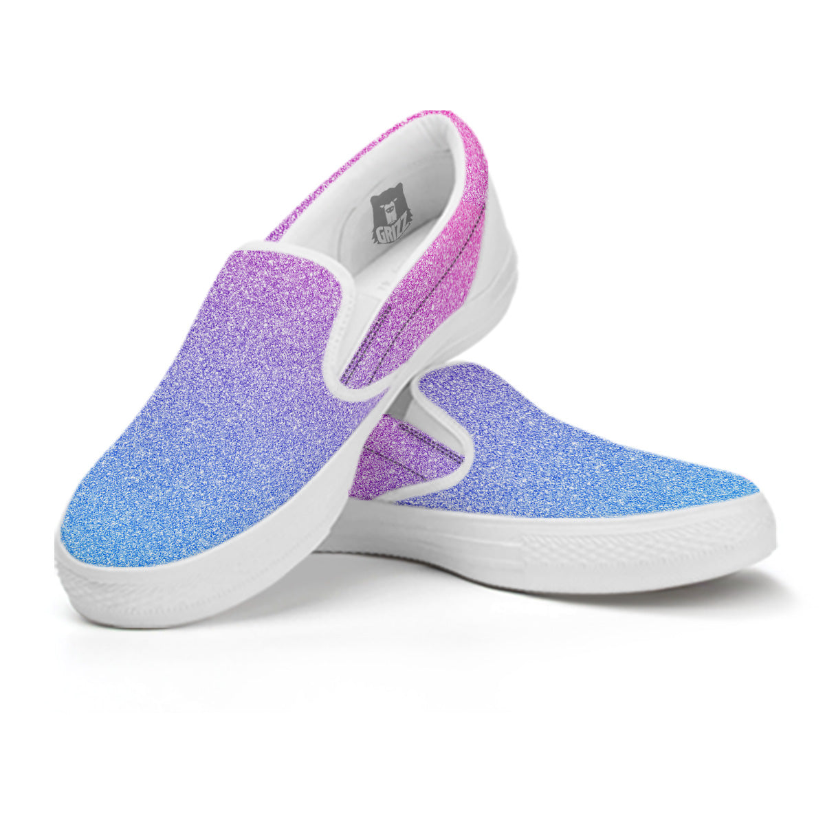 Glitter Artwork Pastel Print Pattern White Slip On Shoes-grizzshop