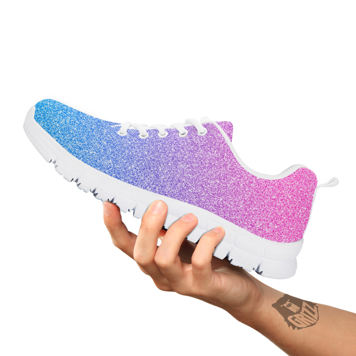 Glitter Artwork Pastel Print Pattern White Sneaker-grizzshop
