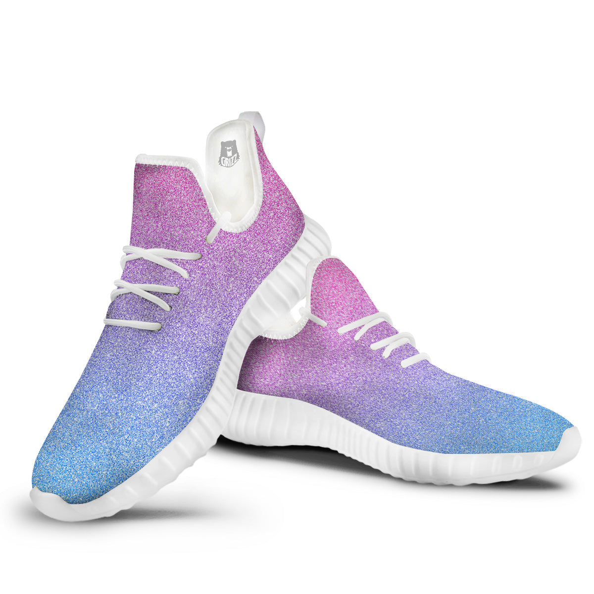 Glitter Artwork Pastel Print Pattern White Walking Shoes-grizzshop
