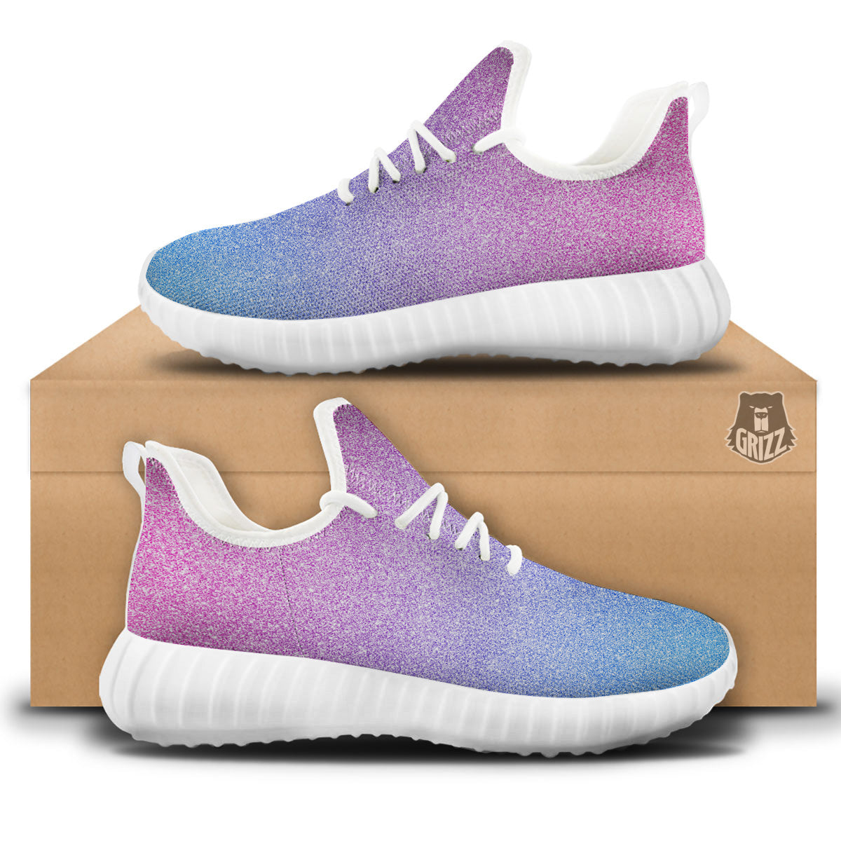 Glitter Artwork Pastel Print Pattern White Walking Shoes-grizzshop