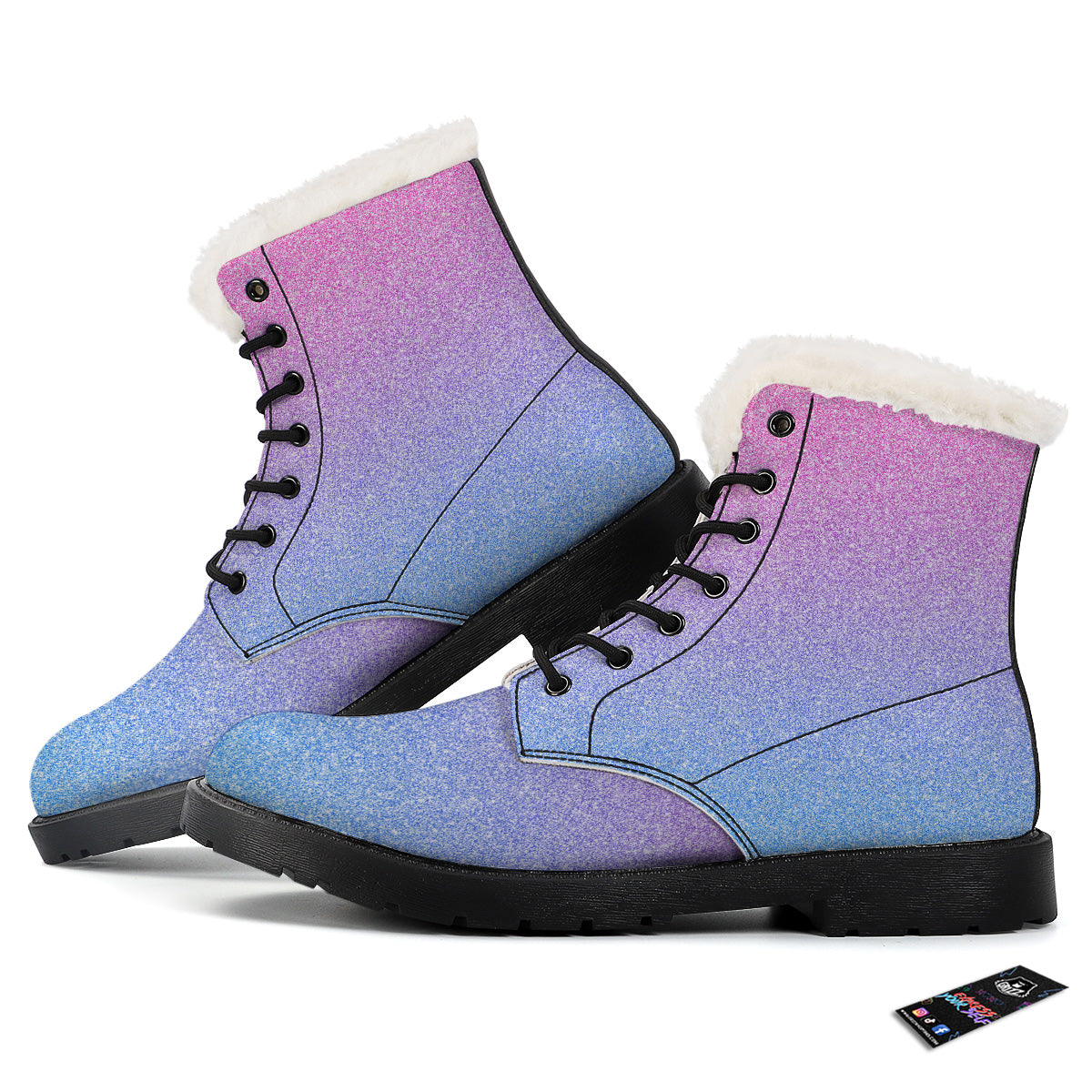 Glitter Artwork Pastel Print Pattern Winter Boots-grizzshop