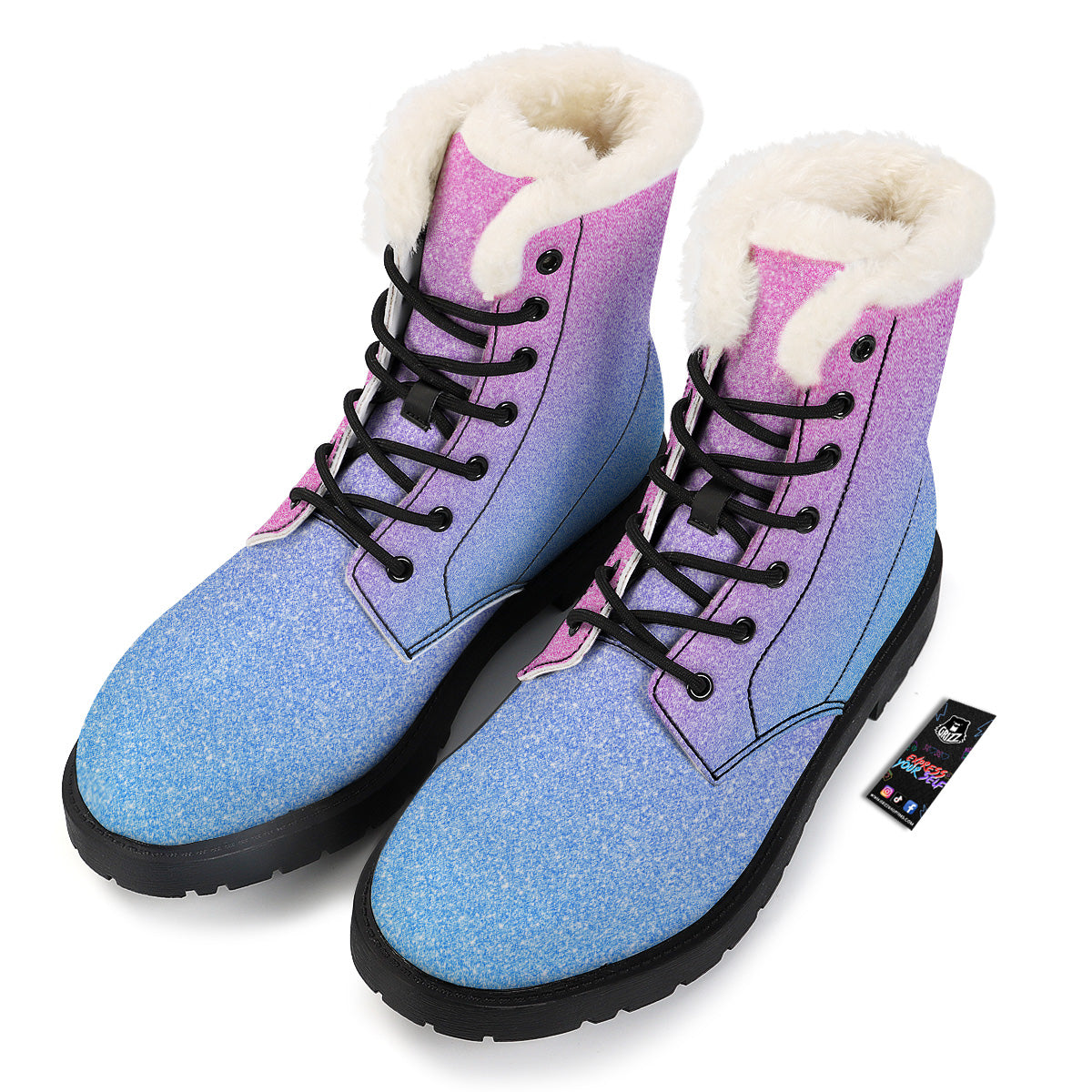 Glitter Artwork Pastel Print Pattern Winter Boots-grizzshop