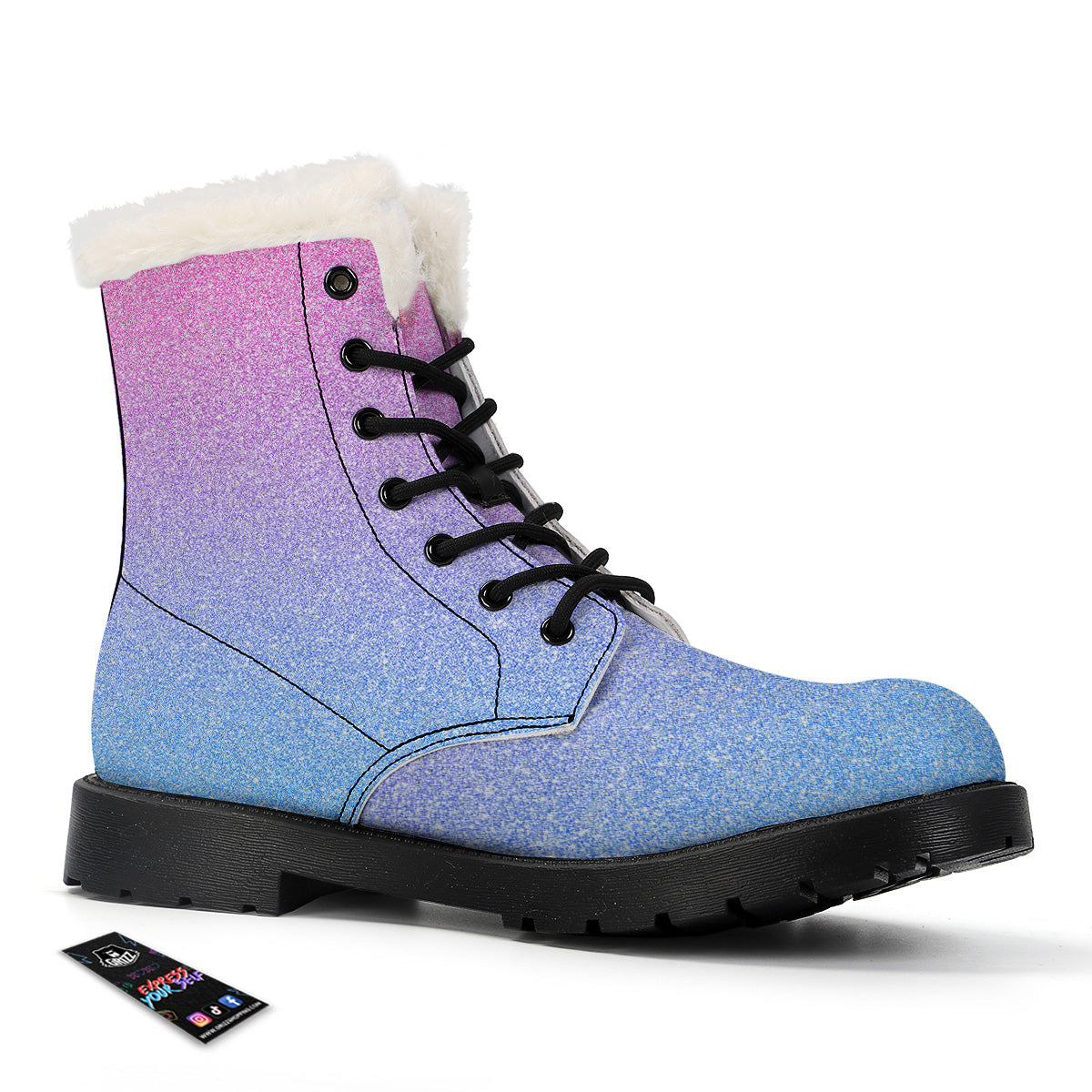 Glitter Artwork Pastel Print Pattern Winter Boots-grizzshop