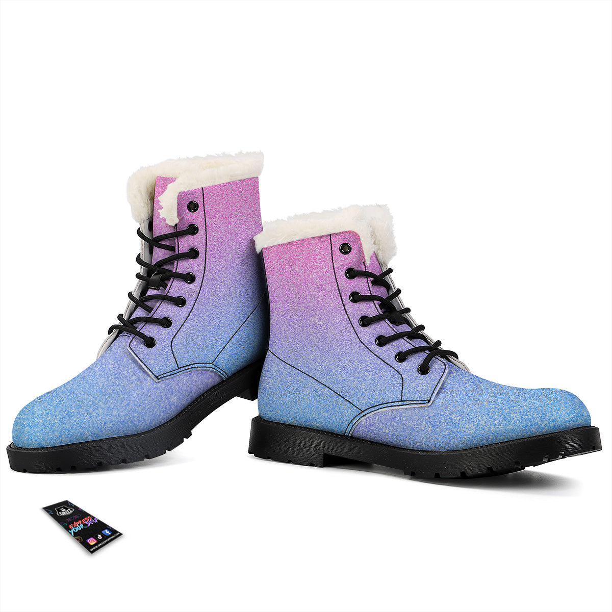 Glitter Artwork Pastel Print Pattern Winter Boots-grizzshop