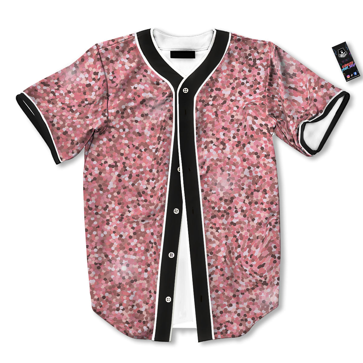 Glitter Artwork Pink Print Baseball Jersey-grizzshop
