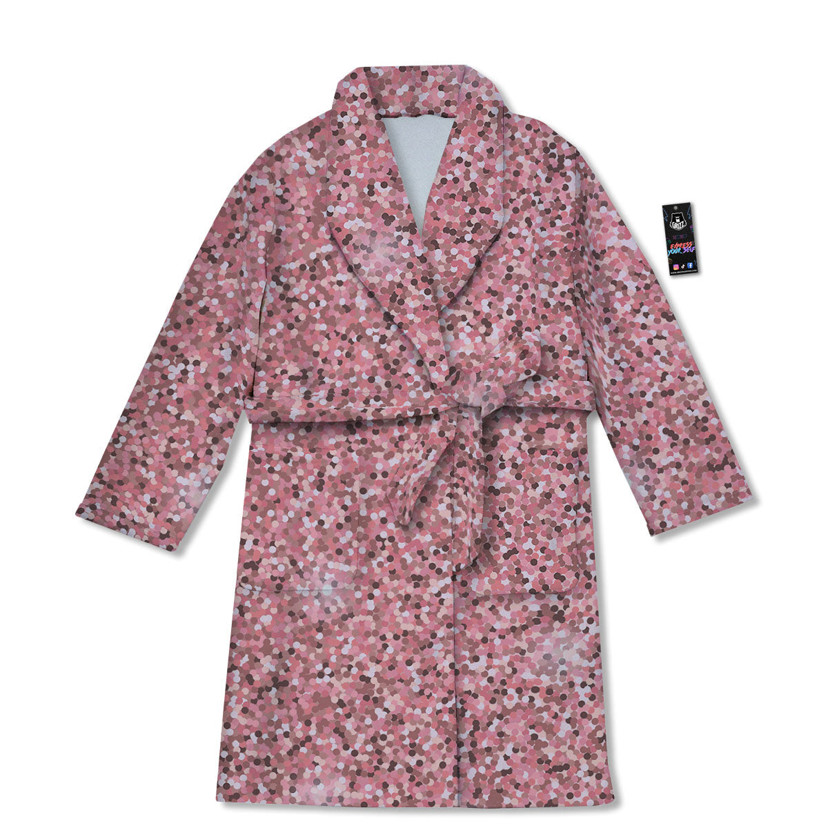 Glitter Artwork Pink Print Bathrobe-grizzshop
