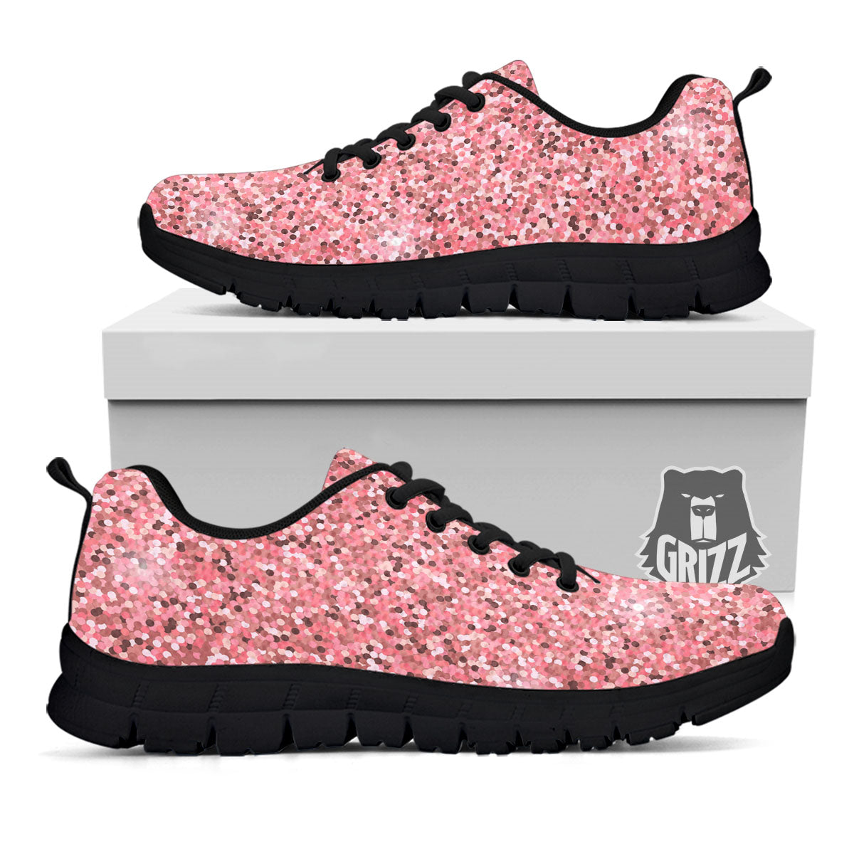 Glitter Artwork Pink Print Black Sneaker-grizzshop