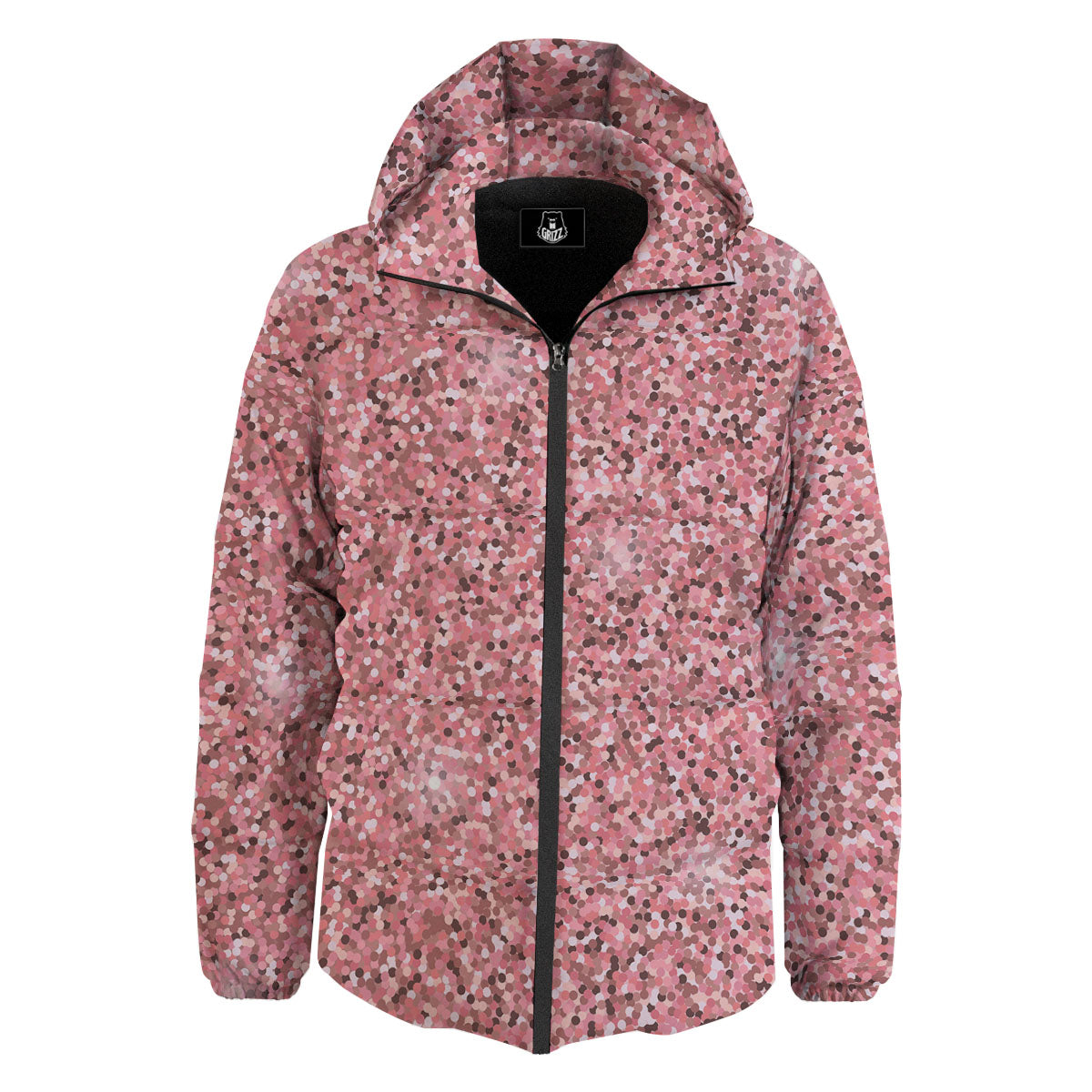 Glitter Artwork Pink Print Down Jacket-grizzshop