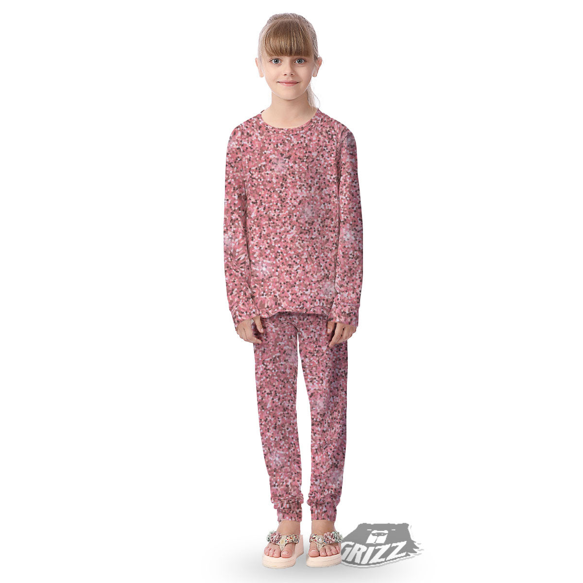 Glitter Artwork Pink Print Kid's Pajamas-grizzshop