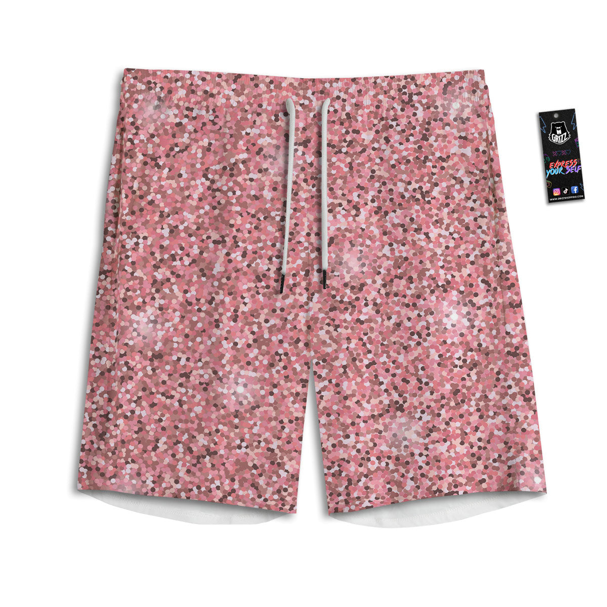 Glitter Artwork Pink Print Men's Athletic Shorts