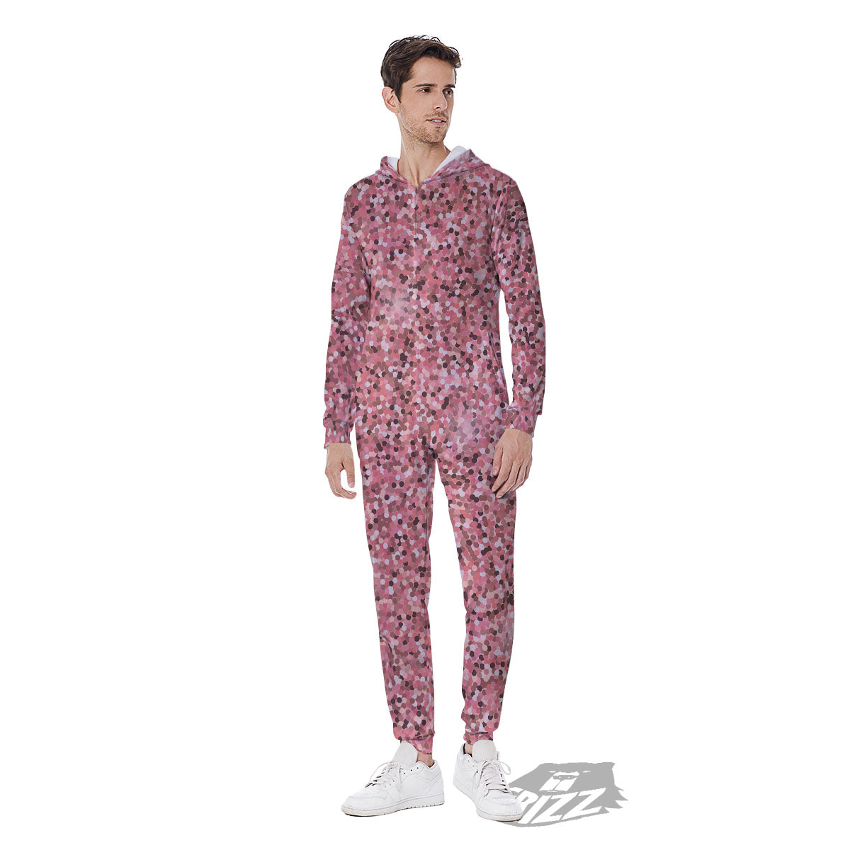 Glitter Artwork Pink Print Men's Jumpsuit-grizzshop