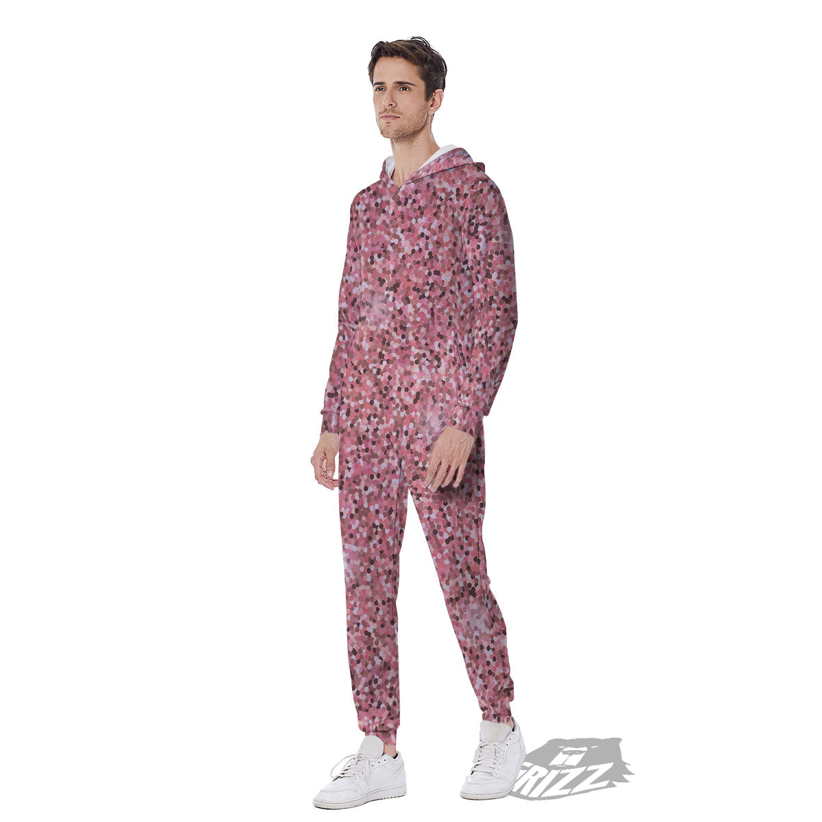 Glitter Artwork Pink Print Men's Jumpsuit-grizzshop