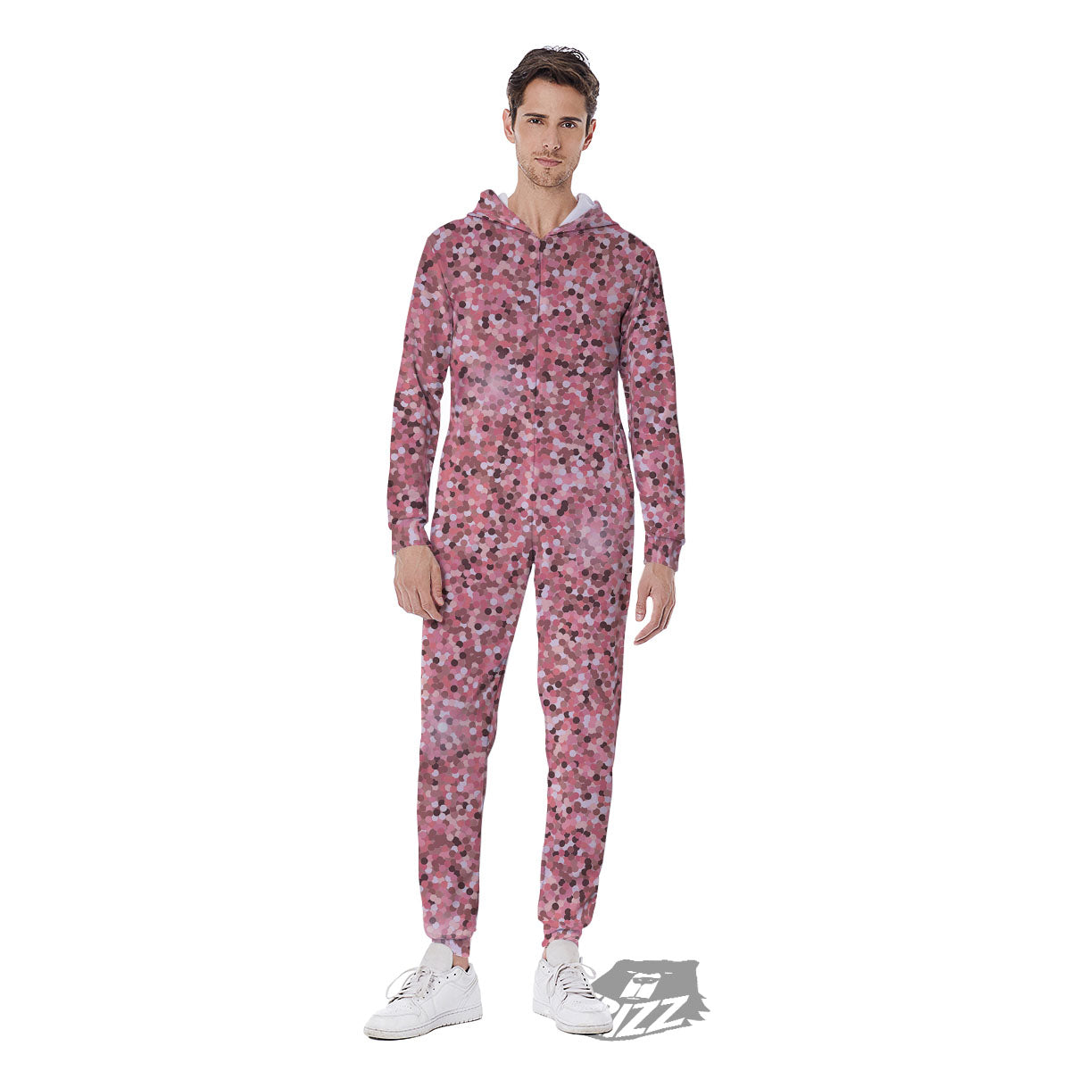 Glitter Artwork Pink Print Men's Jumpsuit-grizzshop