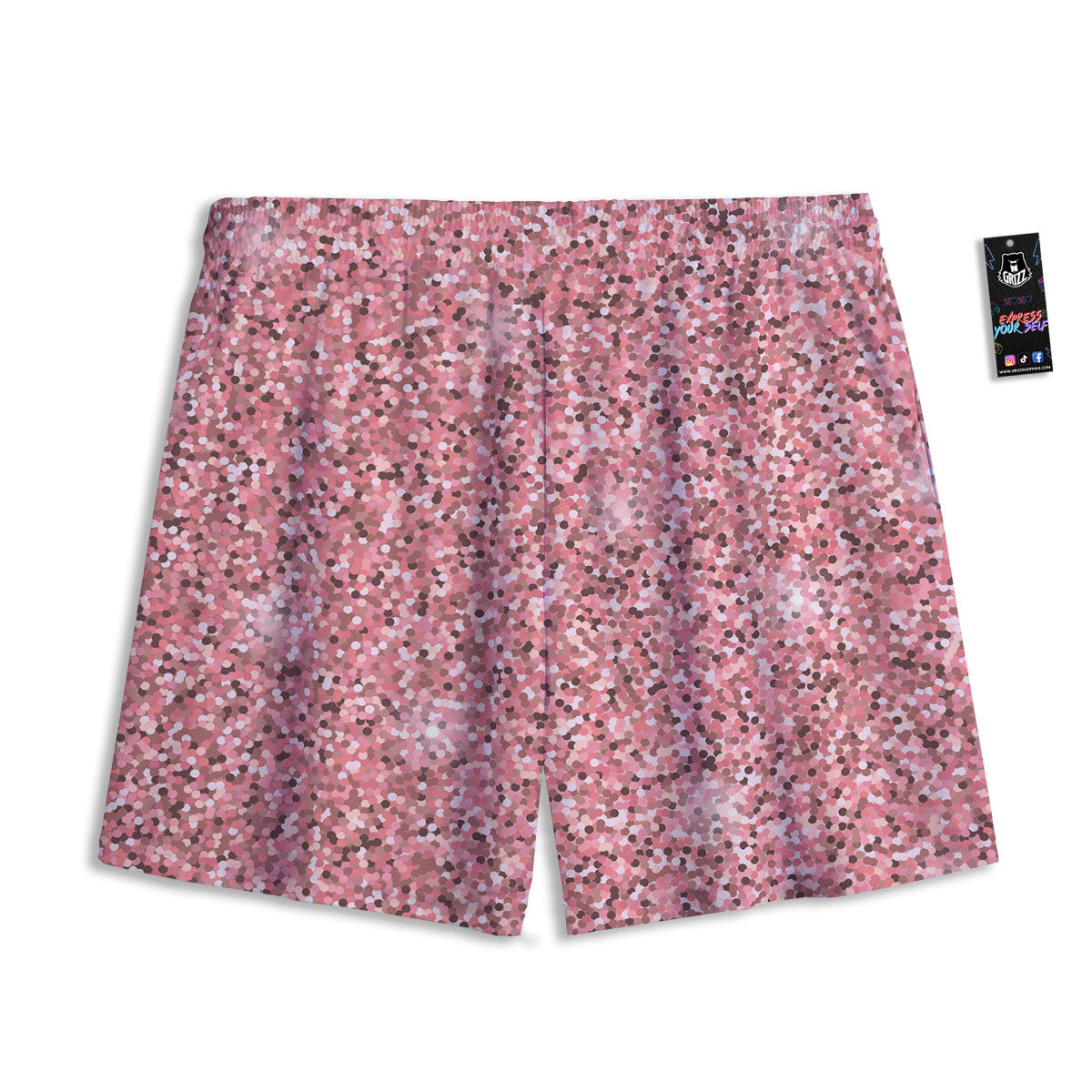 Glitter Artwork Pink Print Mesh Shorts
