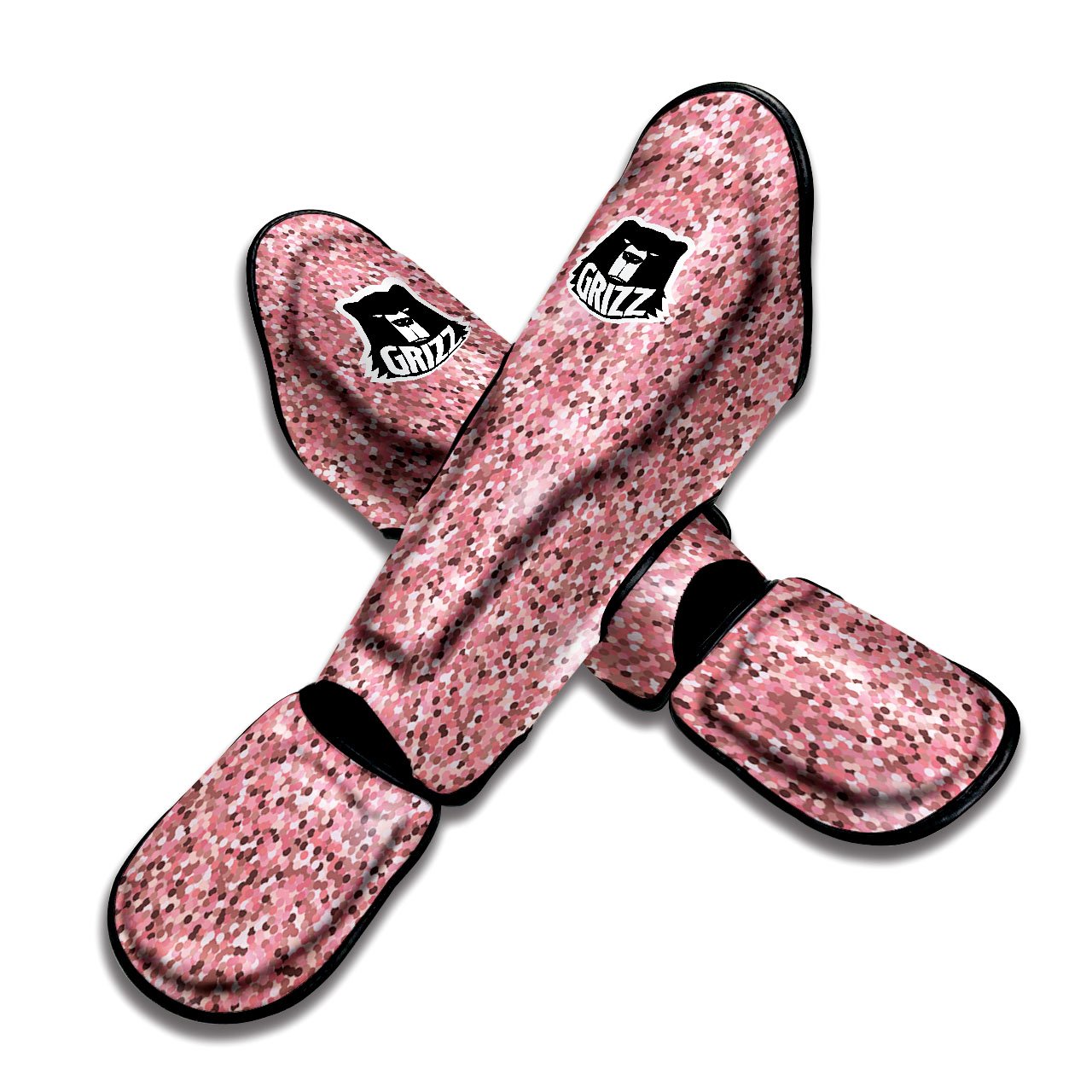 Glitter Artwork Pink Print Muay Thai Shin Guards-grizzshop