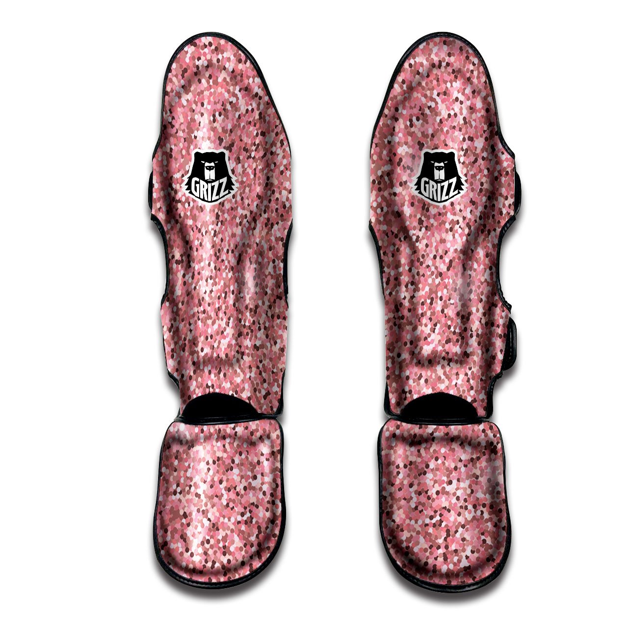 Glitter Artwork Pink Print Muay Thai Shin Guards-grizzshop