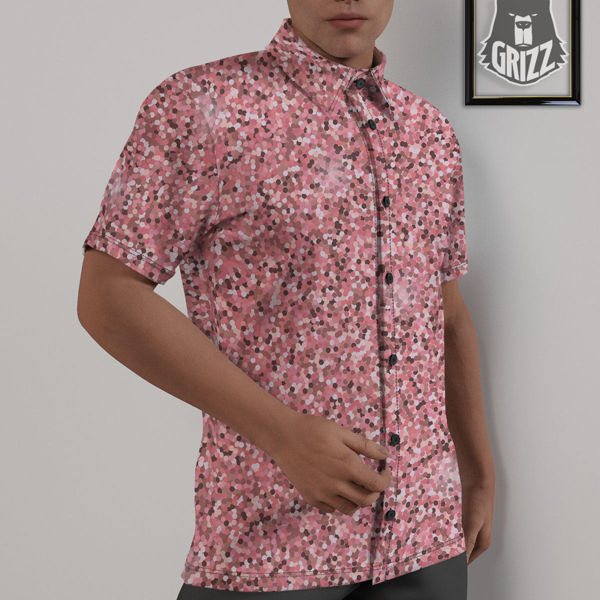 Glitter Artwork Pink Print Untucked Shirts-grizzshop