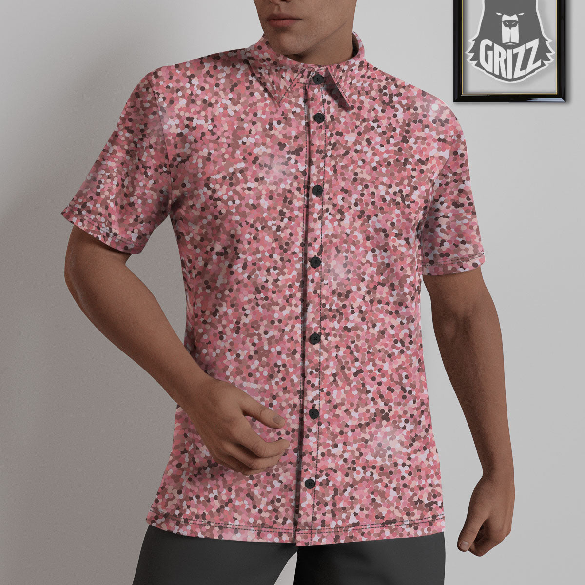 Glitter Artwork Pink Print Untucked Shirts-grizzshop