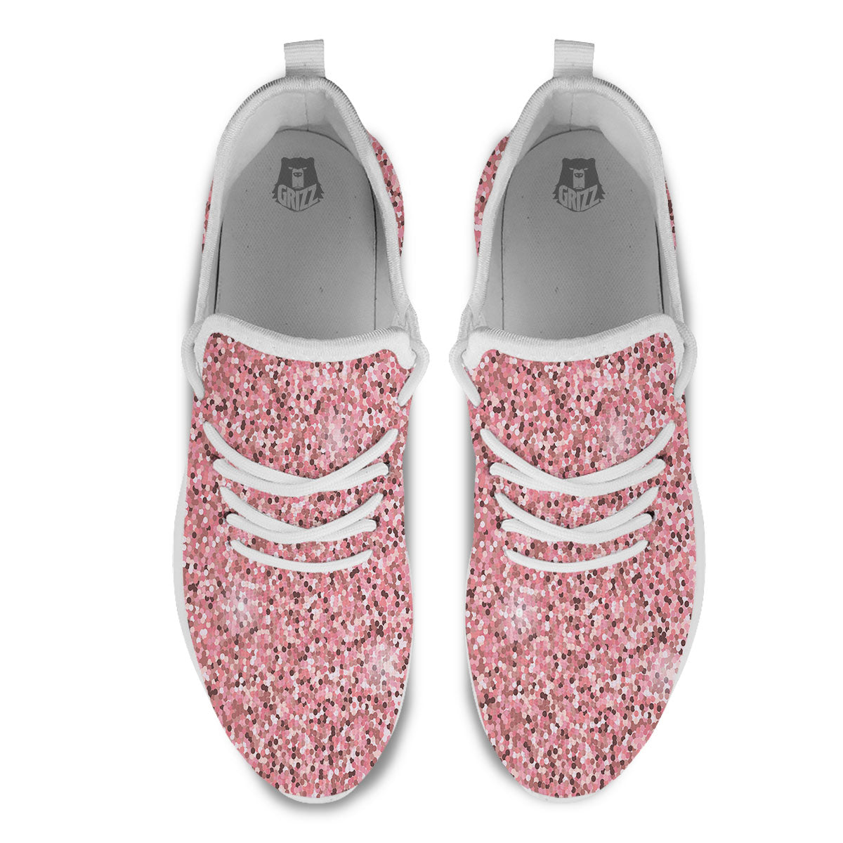 Glitter Artwork Pink Print White Athletic Shoes-grizzshop