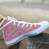 Glitter Artwork Pink Print White High Top Shoes-grizzshop