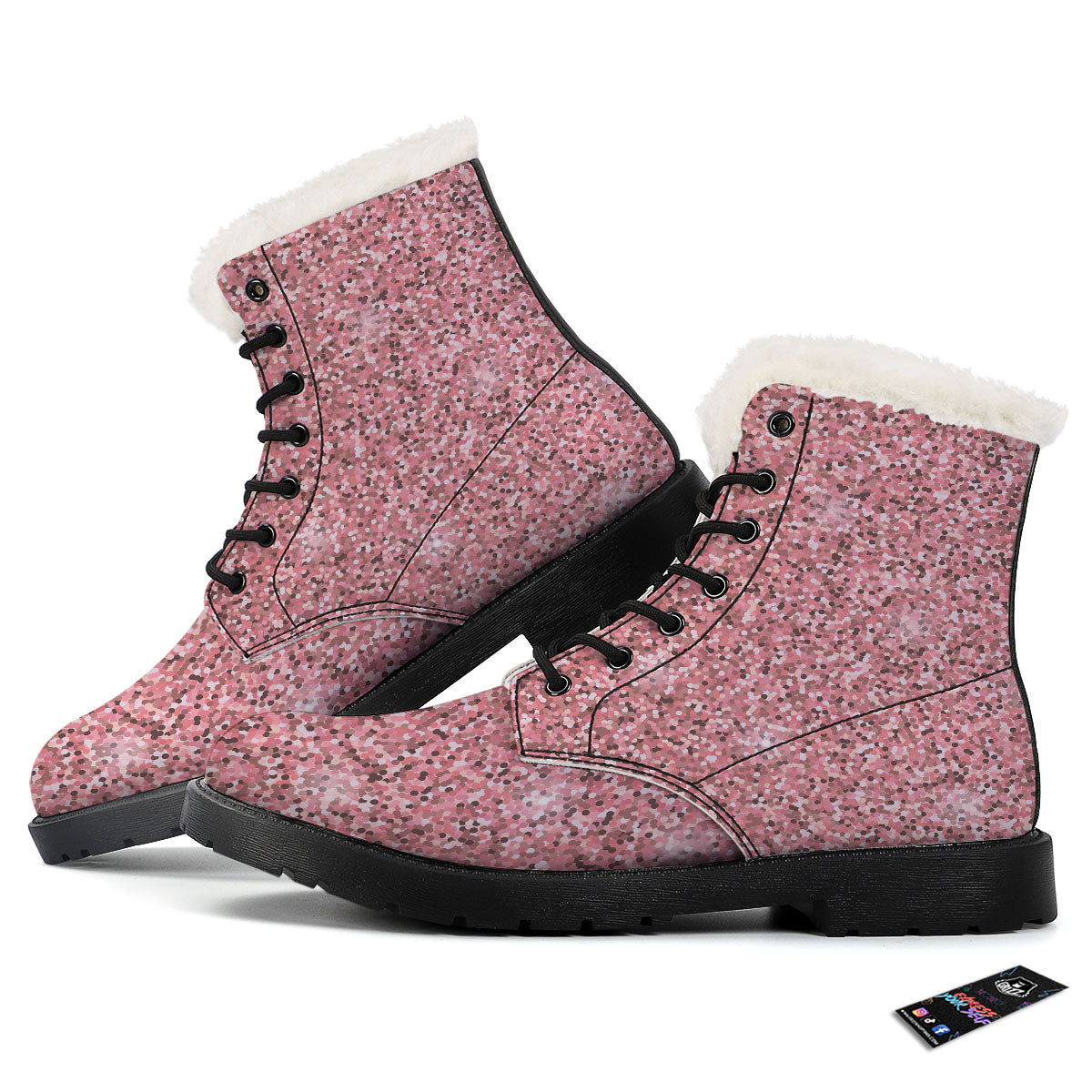 Glitter Artwork Pink Print Winter Boots-grizzshop