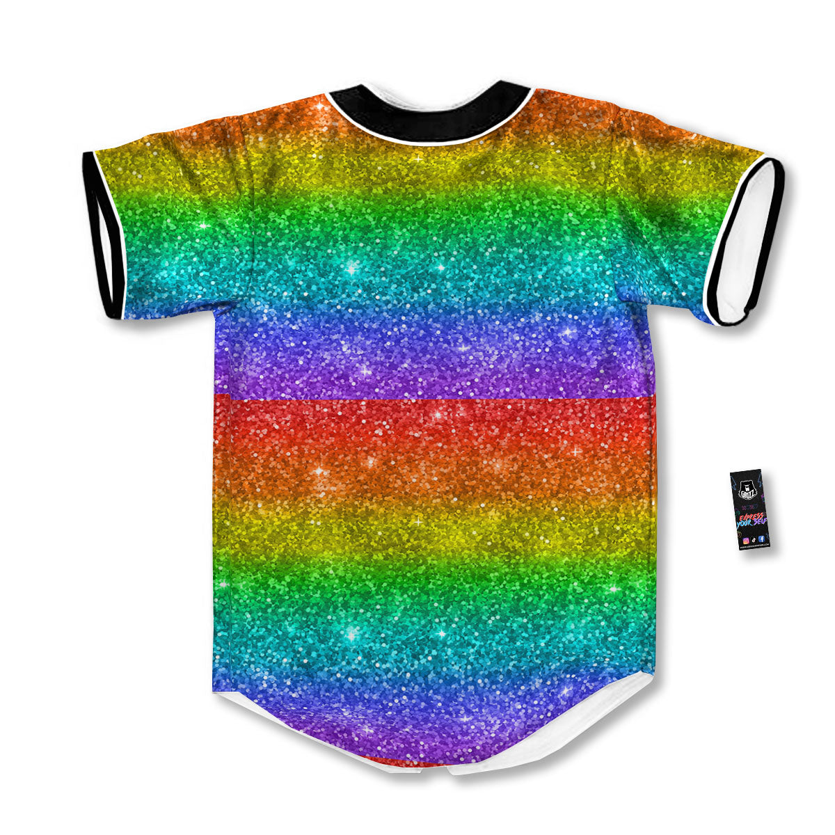 Glitter Rainbow Print Pattern Baseball Jersey-grizzshop