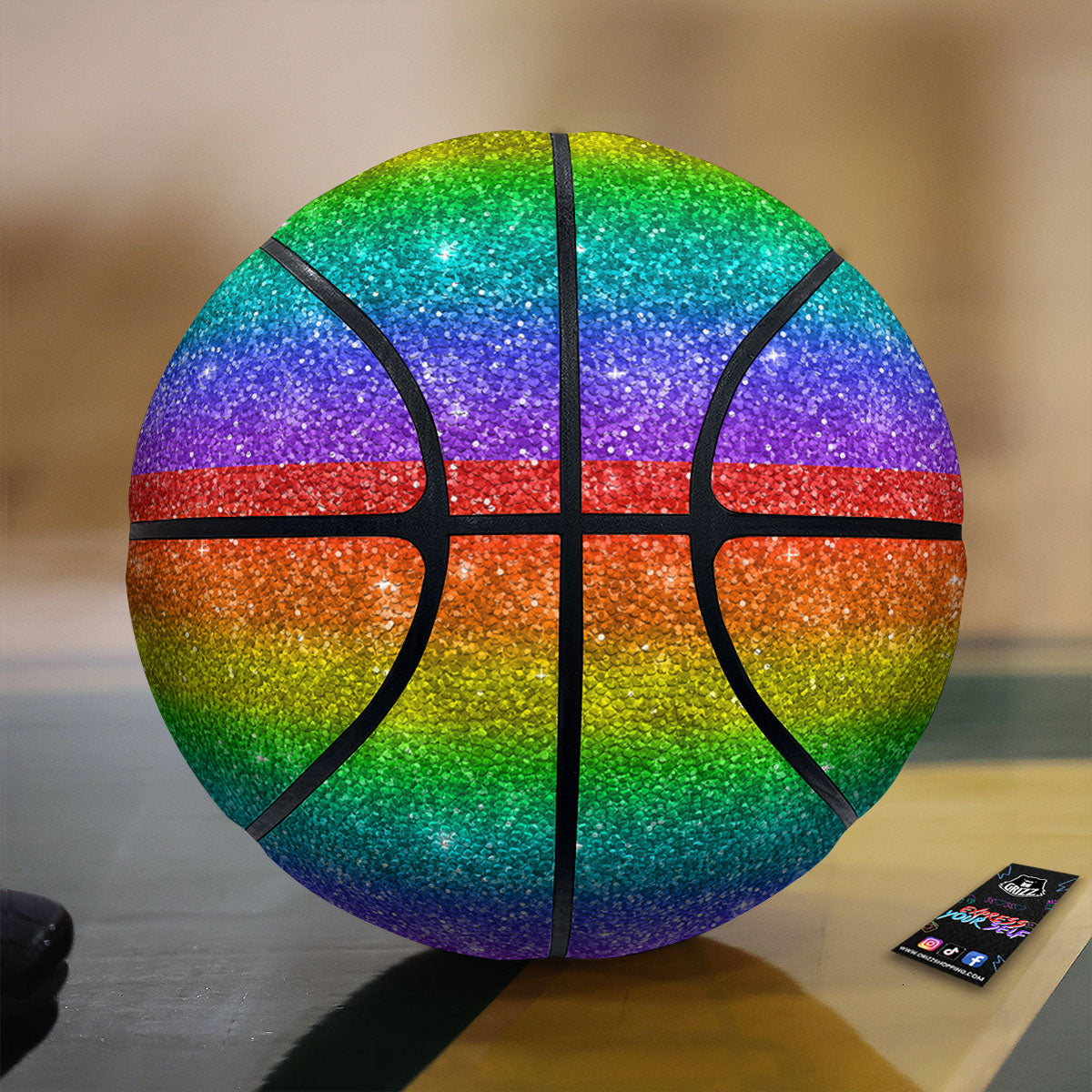 Glitter Rainbow Print Pattern Basketball-grizzshop