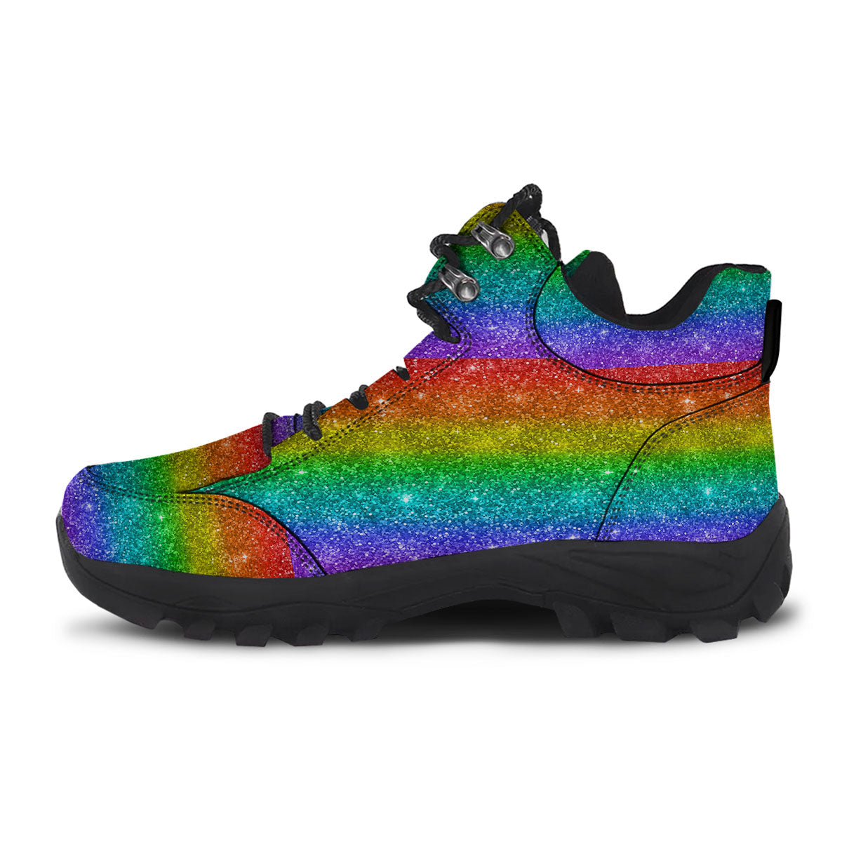 Glitter Rainbow Print Pattern Hiking Shoes-grizzshop