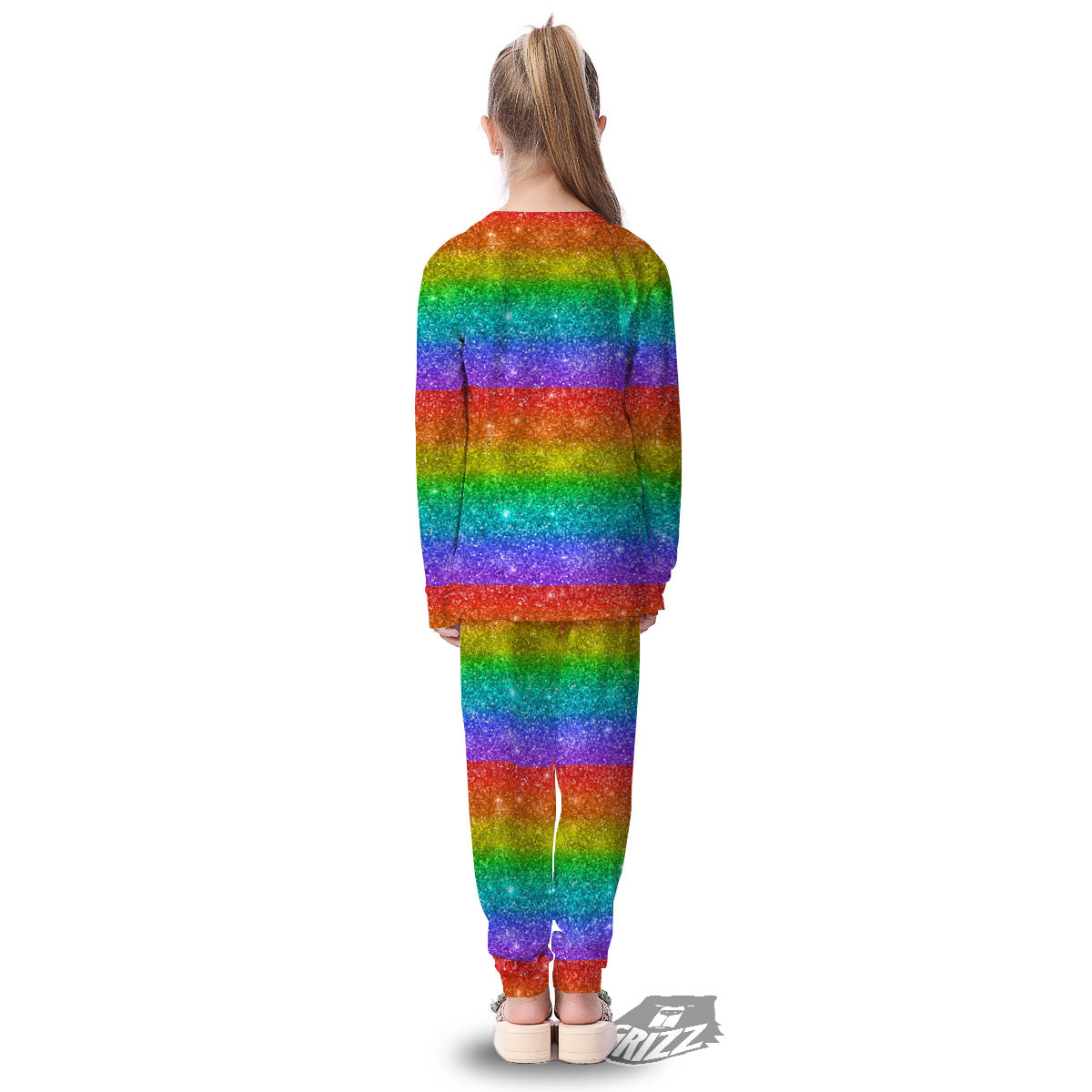 Glitter Rainbow Print Pattern Kid's Pajamas-grizzshop