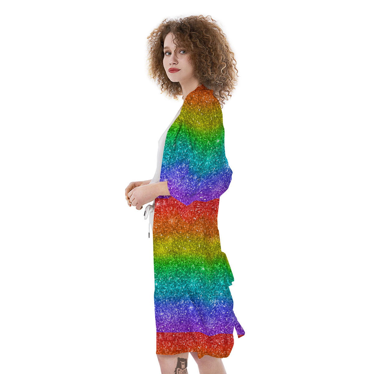 Glitter Rainbow Print Pattern Kimono-grizzshop