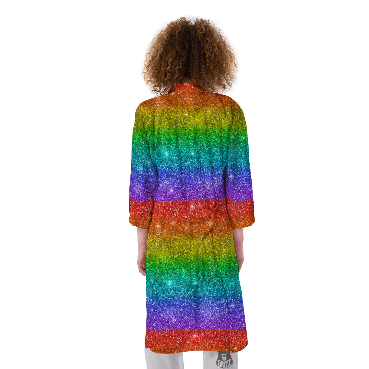 Glitter Rainbow Print Pattern Kimono-grizzshop