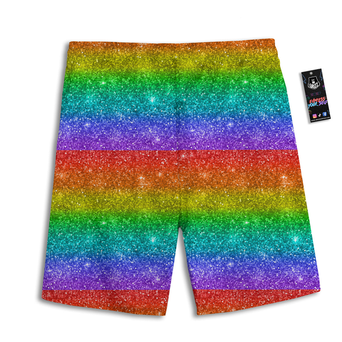 Glitter Rainbow Print Pattern Men's Athletic Shorts