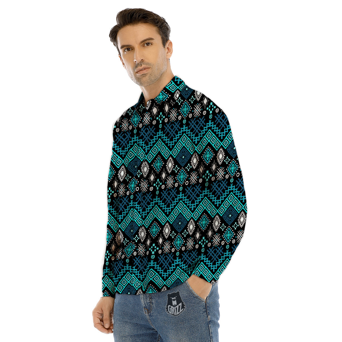 Glitter Rainbow Print Pattern Men's Dress Shirts-grizzshop