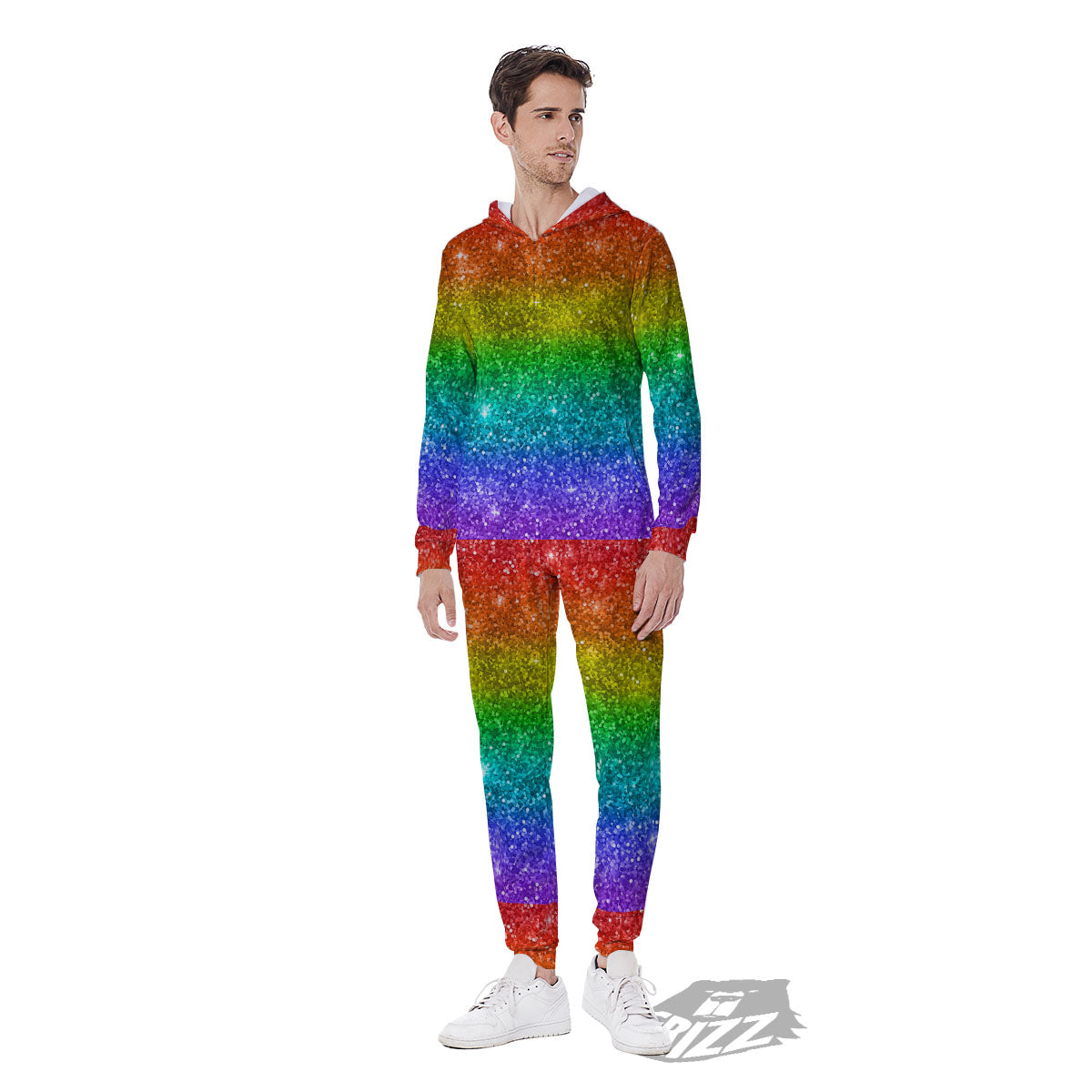 Glitter Rainbow Print Pattern Men's Jumpsuit-grizzshop