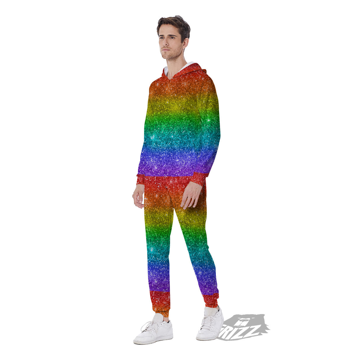 Glitter Rainbow Print Pattern Men's Jumpsuit-grizzshop
