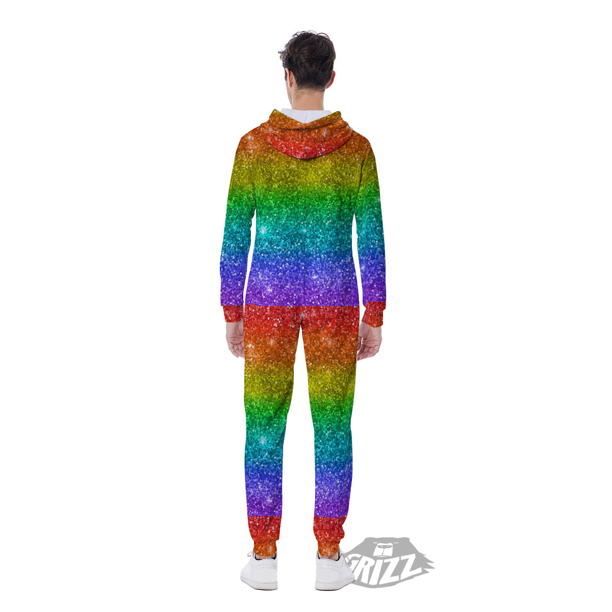 Glitter Rainbow Print Pattern Men's Jumpsuit-grizzshop