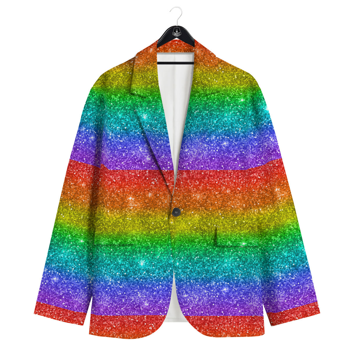 Glitter Rainbow Print Pattern Men's Sport Coat-grizzshop