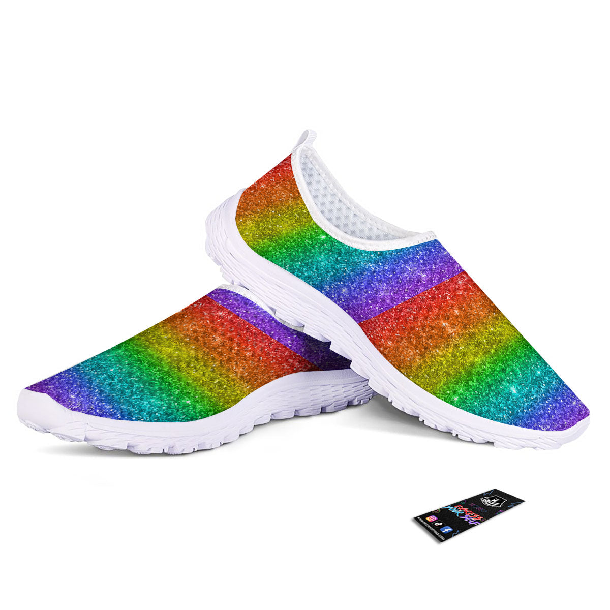 Glitter Rainbow Print Pattern Nurse Shoes-grizzshop