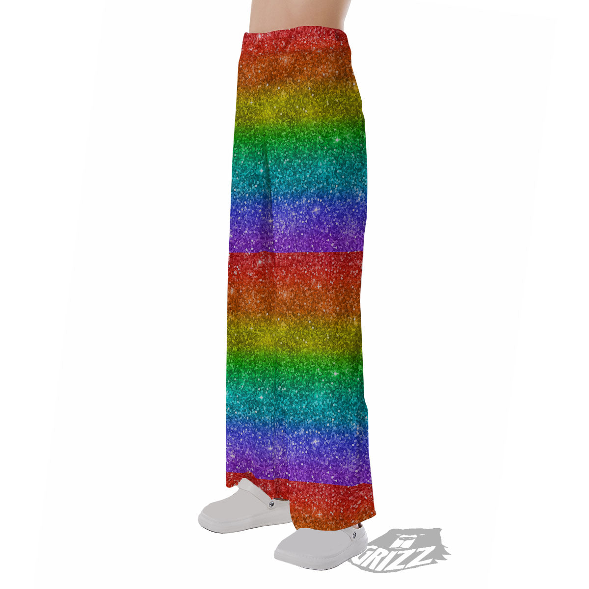 Glitter Rainbow Print Pattern Pajama Pants-grizzshop